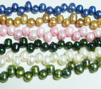 

Exclusive Wholesale! ! ! 6PCS 8-9MM Mixed color water droplets shape dance Pearl Loose Beads 15"