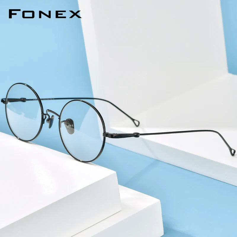 FONEX Оправа для глаз из чистого титана мужские винтажные оптические очки по