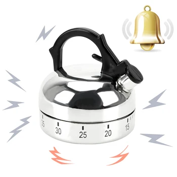 

60 Minutes Kitchen Timer Countdown Alarm Reminder Kettle Shape Cooking Reminders Tools Mechanical Timer Kitchen Tool Gadgets