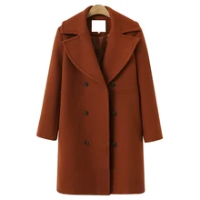 Осенне-зимнее женское Шерстяное Пальто в европейском и американском стиле большого размера Женская Длинная ветровка шерстяное пальто