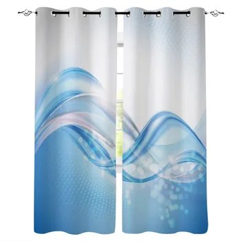 

Wavy Blue Curved Purple Window Curtains Living Room Kitchen Curtains for Bedroom Left and Right Biparting Open Curtains
