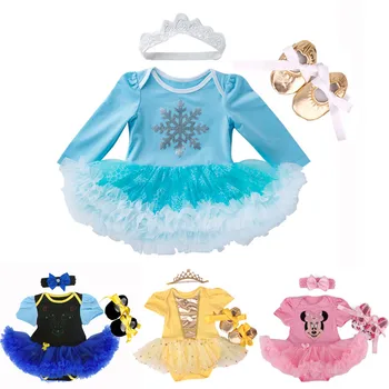

Baby Girl Clothing Sets Elsa Ann 2 Dress Tutu Romper Snow Queen Cosplay Clothing Bebes Birthday Party Costumes Girl Infant Sets