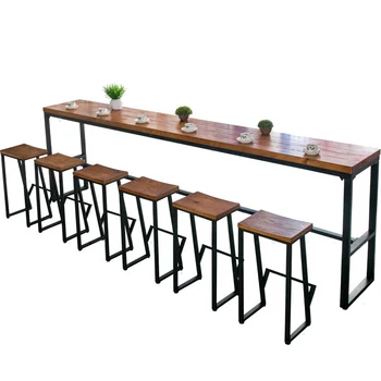 

Tieyi American Solid Wood Bar Table Against The Wall Chair Family Long High Foot Coffee