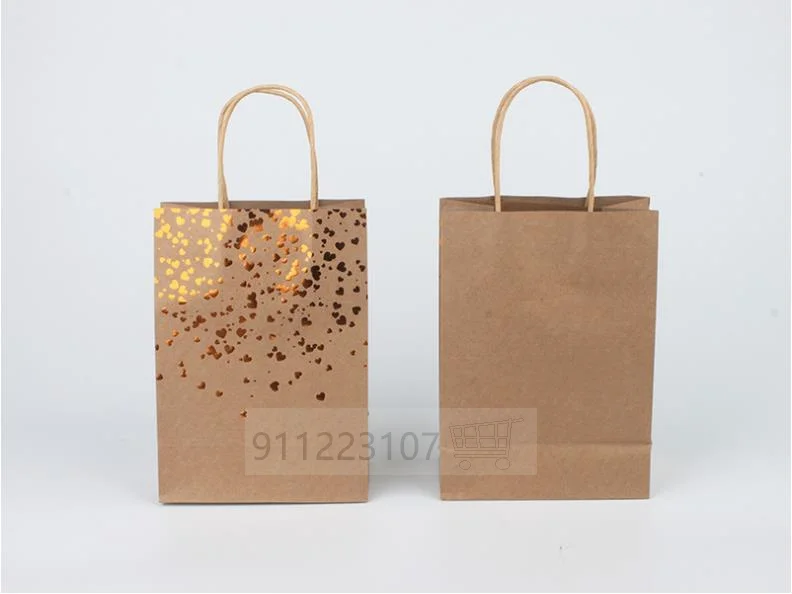 Bolsas de papel Kraft con asas para regalo, bolsas pequeñas de 20x16x8cm  para compras, embalaje de