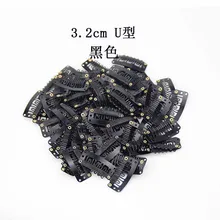 10 pcs 32mm 6-teeth Hair Extension Clips Snap Metal Clips For Clip in Human Hair Extensions Wig Comb Clips