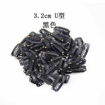 

10 pcs 32mm 6-teeth Hair Extension Clips Snap Metal Clips For Clip in Human Hair Extensions Wig Comb Clips