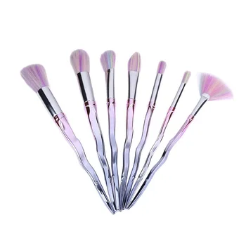

New 7pcs Crank Shaped Colorful Multicolored Makeup Brushes Foundation Blush Set Snake Shaped Stick Beauty Makeup Tools Wholesale