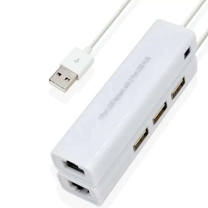 USB2.0 MICRO USB Ethernet адаптер usb-хаб RJ45 Lan сетевая карта для Mac iOS Windows 98SE/2000/ME/XP/Vista/7 с 3 портами USB 2,0 концентратор - Цвет: USB2.0