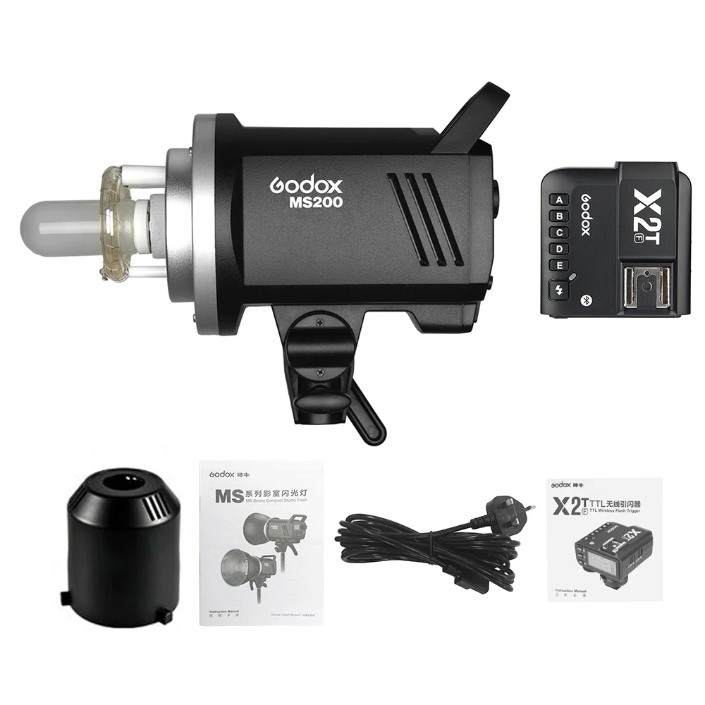 Godox MS200 студийная вспышка стробоскоп+ X2T-F ttl Беспроводная вспышка триггер Встроенный 2,4G Беспроводная X система для камеры Fuji DSLR