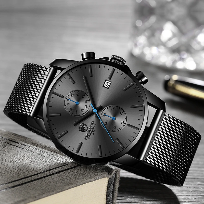 Skup Męskie zegarki Top luksusowa marka CHEETAH moda męska Sport zegarek kwarcowy ze stali nierdzewnej męski wodoodporny zegar Relogio Masculino