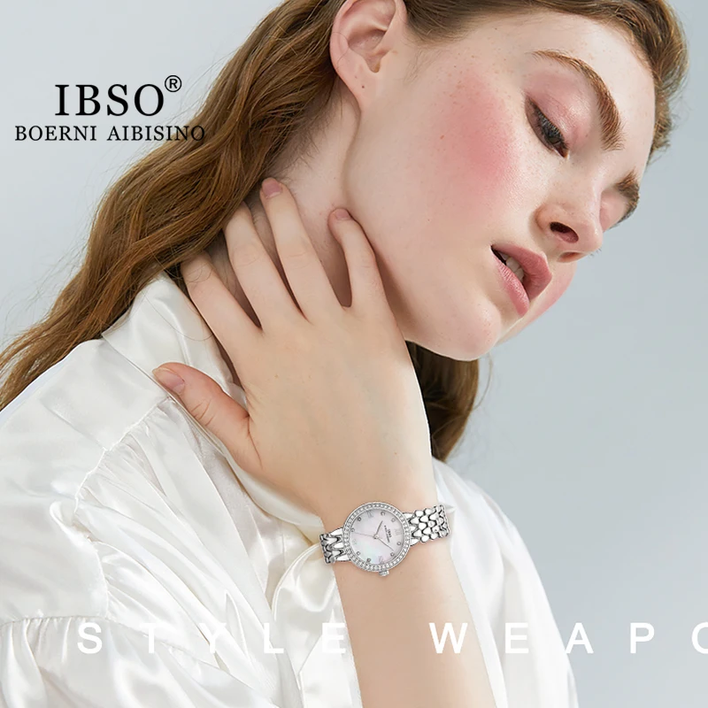 IBSO Luxury Zircon Women Wristwatches Special Stainless Steel Strap Japanese Quartz Movement Elegant  Watch Ladies Waterproof