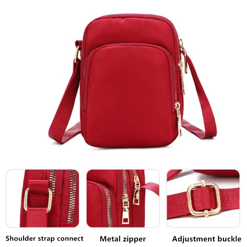 Women Handbags Crossbody Bags Fashion Women Crossbody Zipper Mobile Phone Shoulder Bag Lady Female Multifunction Handbag Wrist Purse