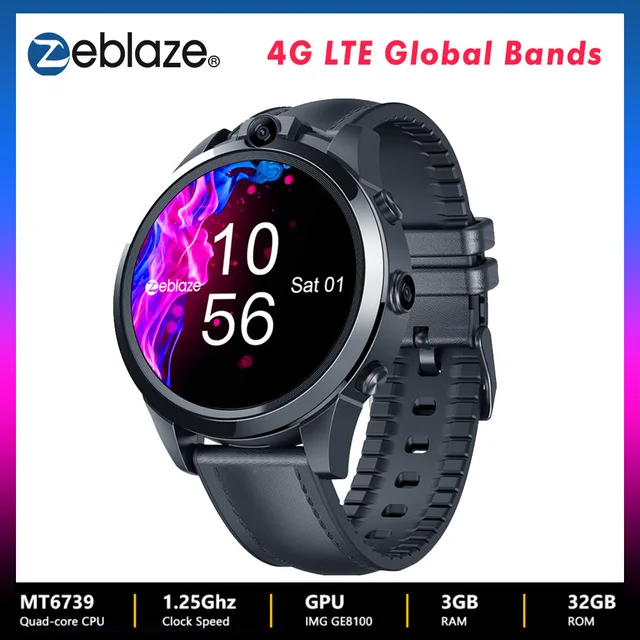 Смарт часы Zeblaze THOR 5 PRO 4G LTE четыре ядра 3 ГБ ОЗУ 32 Гб ПЗУ LTPS двойная камера
