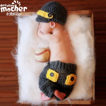 

New Handmade Knitting Soft Hat Pants Set Baby For 0-3 Months Newborn Baby Photography Props Clothing Accessories