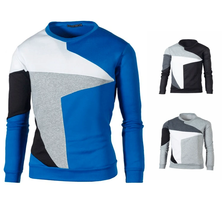 

Autumn and Winter Men's Clothing Stitching Contrast Wind T-shirt Casual Long-sleeved Pullover Men's Loose Sports Running Jacket