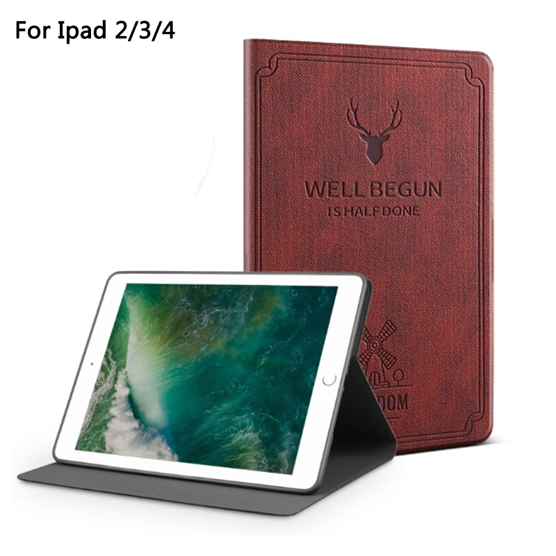 Из искусственной кожи Подставка для планшета умный защитный чехол для Apple iPad 2/3/4 Авто Режим сна/Пробуждение чехол подходит для iPad 2/3/4 - Цвет: Wine Red