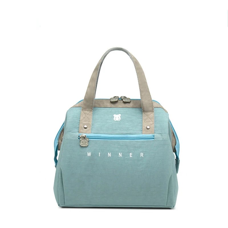Atinfor, брендовая, водонепроницаемая, милая, утолщенная, для путешествий, портативная, большая емкость, Термосумка для обеда, сумочка - Цвет: Gray blue-S
