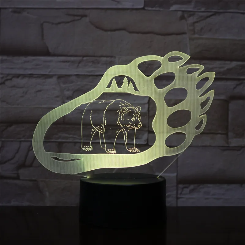 Медведь Дизайн лапа форма светодиодный 3D ночник с 16 цветов дистанционное изменение Дети Спящая Ночная Атмосфера дропшиппинг 3D-2248
