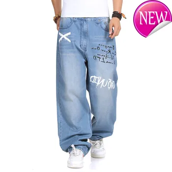

jeans Mens Denim Man loose jeans hip hop skateboard jeans baggy pants denim pants hip hop men Graffiti jeans
