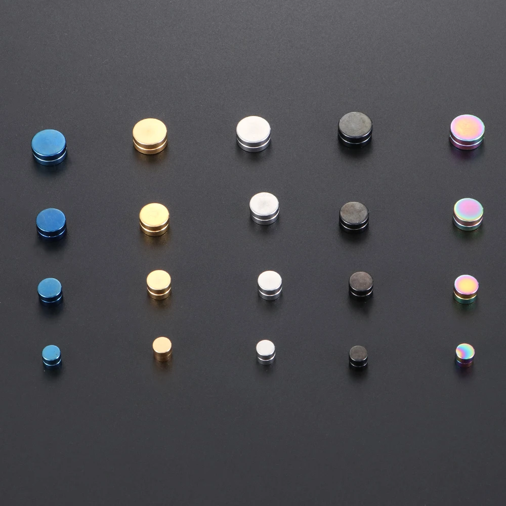 1Pc New Trendy Unisex Magnetic Fake Earring Studs No Piercing Crystal Round Shape Men Women Stimulating Acupoints 6/8/10/12MM