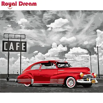 

Old red car DIY Painting By Numbers Canvas Painitng Home Wall Art Picture Coloring By Numbers For Home Decor