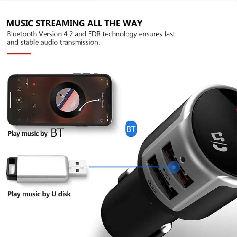 BC33 автомобильный Bluetooth fm-передатчик Hands-free MP3-плеер 3,0 USB зарядное устройство для телефона с поддержкой воспроизведения u-диска 1G-32G