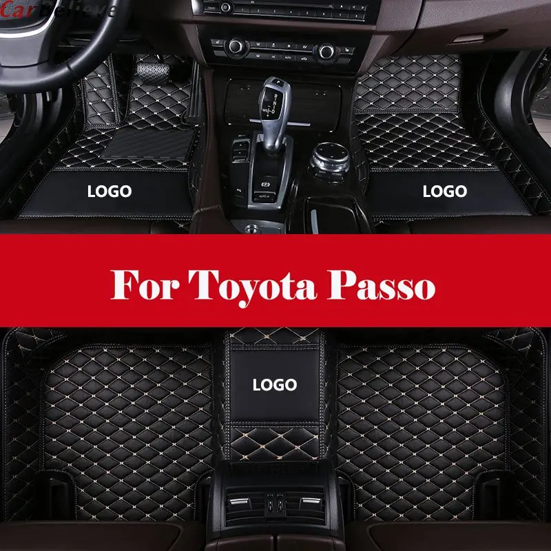 

Leather Floor Mat All Weather Full Set Trimmable Heavy Duty Interior Car Carpet Floor Mat For Toyota Passo