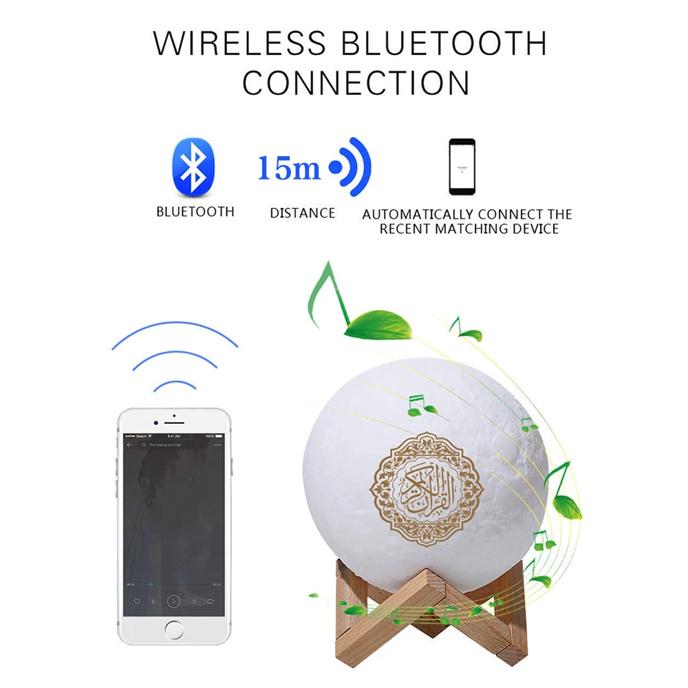 Беспроводная колонка Quran с Bluetooth цветной маленький светодиодный ночсветильник в