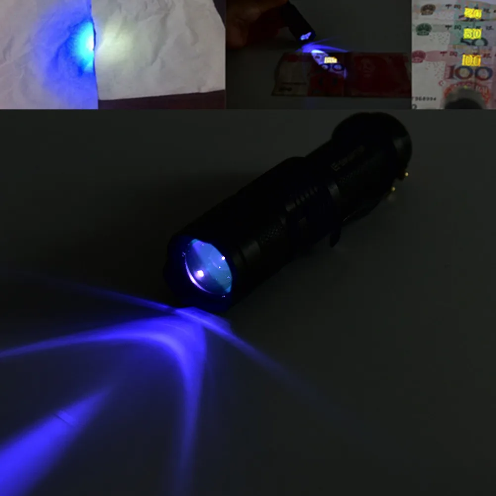 1PCS Led UV Flashlight Torch Light Ultra Violet Blacklight Lamp Battery For Marker Checker Detection Black Color | Освещение