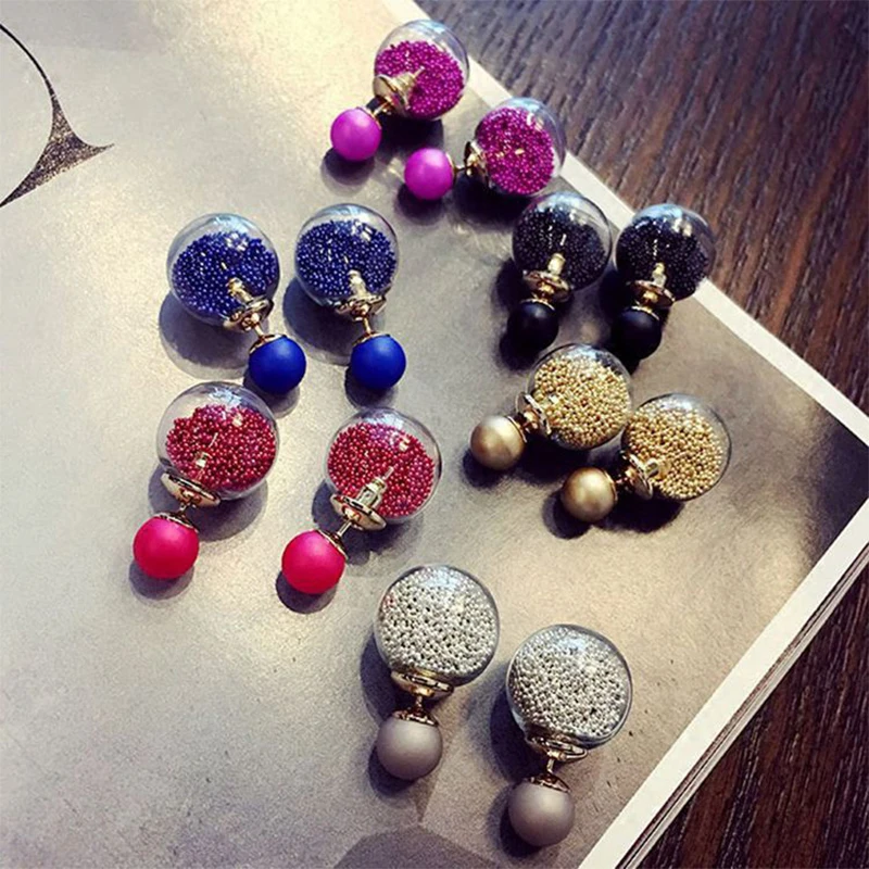 Жемчуг песок шар Кристалл Циркон желая бусины Серьги для молодой женщины песочные часы женские серьги-гвоздики Детские хроматические фрагмент аксессуары