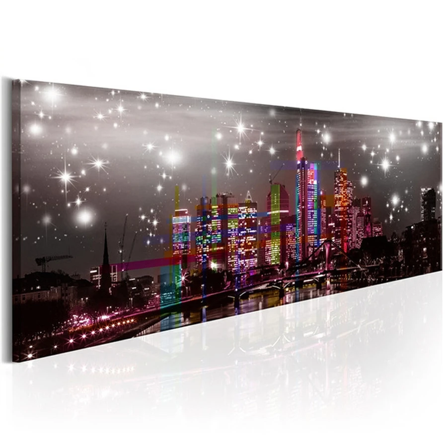 5D Diy Diamond painting cross stitch City Building Night Scenery Diamond Embroidery Full square round Drill Christmas gift_副本