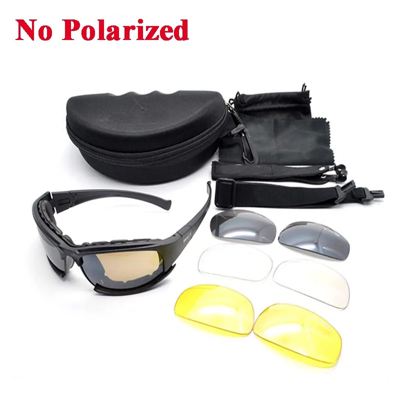 Daisy X7 поляризационные очки, армейские солнцезащитные очки с защитой от ультрафиолета, военные очки, 4 линзы, комплект, военные игры, тактические мужские очки - Цвет: No Polarized X7