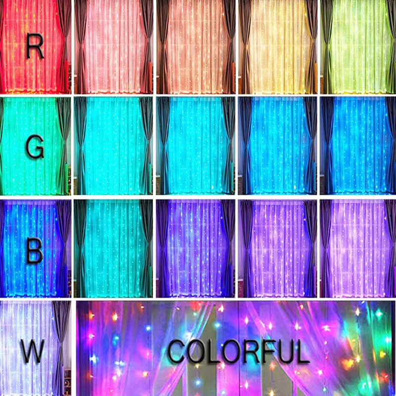 US $22.39 Fullcolor Curtain LED Garland Light String Fairy Lights Copper Wire USB Remote LED Wedding Christmas Dalcony Decoration Lights