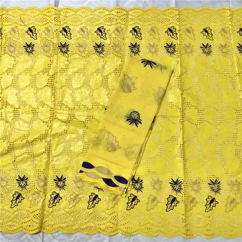 

5+2yards New arrival Blue african BAZIN riche fabric with Embroidery lace african Guinea Brocade cotton fabric 16L071354