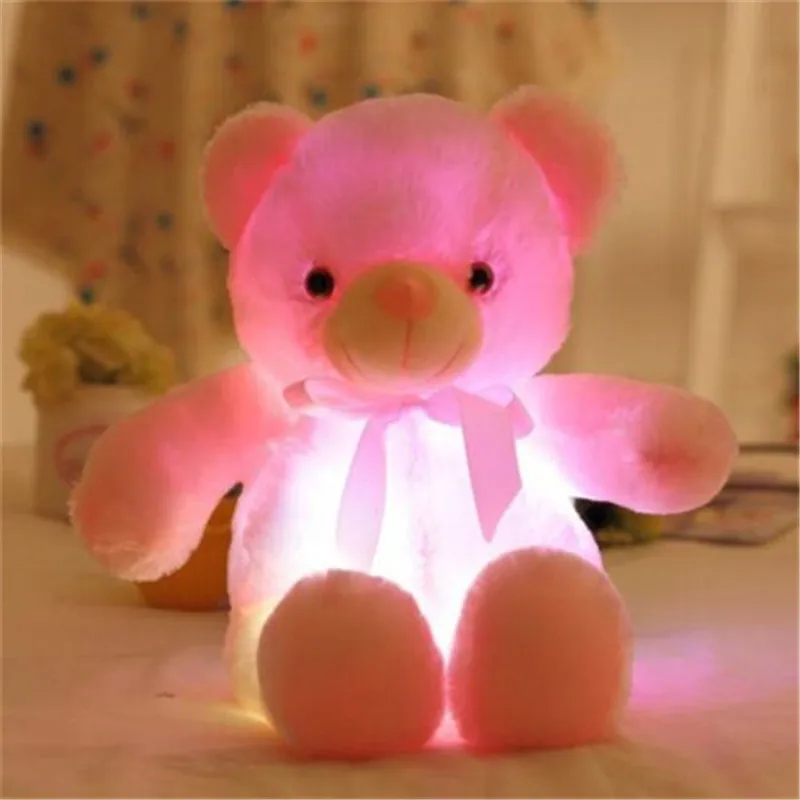 pink 30 cm 30-80 см светящийся светильник светодиодный плюшевый мишка мягкие животные плюшевая игрушка красочный светящийся плюшевый мишка рождественский подарок для детей - Цвет: pink 30 cm