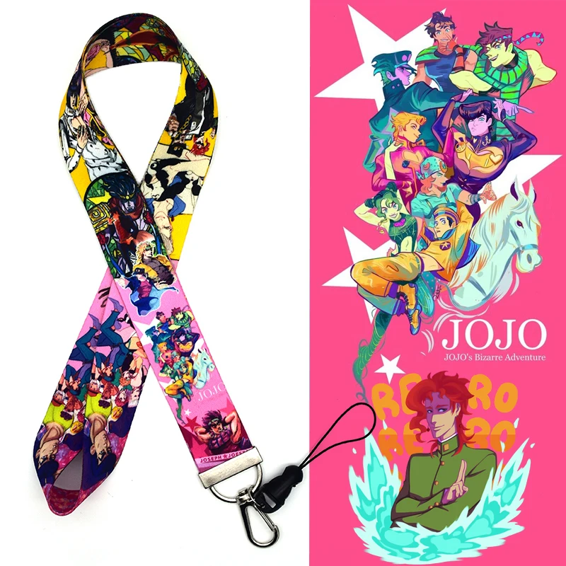 

Jojo's Bizarre Adventure Cosplay Keychain Straps Rope Cell Phone Neck Strap Lanyard for ID Card Anime Key Chain Lanyards