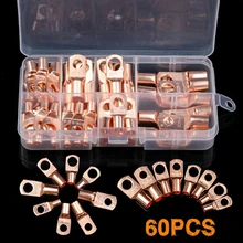 

60pcs Electrical Bare Copper Lug Cable Wire Connectors Crimp Terminal Kit Electric Equipment Solar Power Parts & Accessories