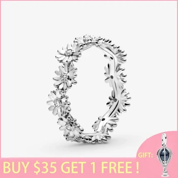 

2020 New Arrival 925 Sterling Silver Sparkling Daisy Flower Crown Ring Silver Rings for Women Engagement Jewelry Anniversary