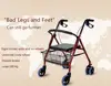 Old People's Shopping Cart with Basket Folding Walker with Wheel and Belt Seat ► Photo 1/6