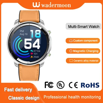 

Smart Bracelet Bluetooth 4.2 SMS Tip Ip68 Sports Watch Sleep Leather Smartband Blood Pressure Oxygen Magnetic Charging Wristband