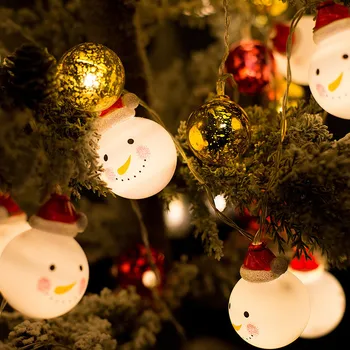 

QYZSD 3/4.5/6/7.5M Fairy Cute Snowman String Light White Christmas Tree Windows Wedding Party Plastic Lamp Home Garden Xmas