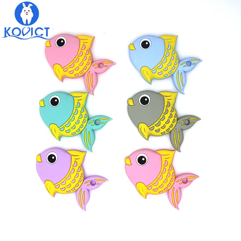 Kovict fish, детский силиконовый Прорезыватель для зубов, грызунов, BPA, без еды, силиконовый Прорезыватель для зубов, пустышка для кормления, силиконовые бусины