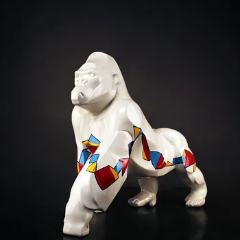 

60 cm Resin Crafts Graffiti Art Monkey Chinese Living Room Decoration Gorilla Sculpture Home Decoration Accessories A1024