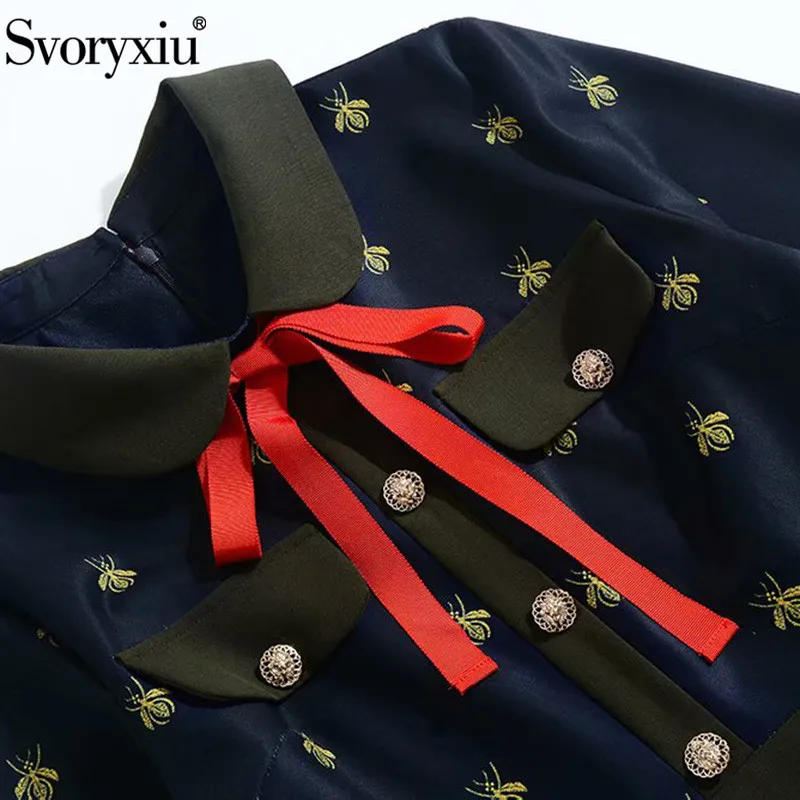 Svoryxiu, новое весеннее дизайнерское платье для подиума, женское модное приталенное платье с длинным рукавом и принтом паука, вечерние короткие платья в винтажном стиле