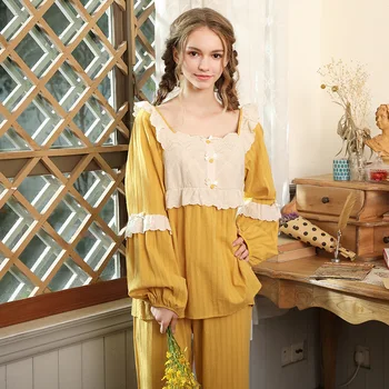 

Ladies Nightgown Long Nightdress Vintage Woman Long Sleeve Summer Nightwear Loose Breathable Comfortable Female Home Clothing