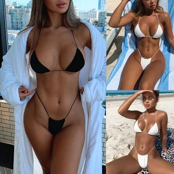 

2020 Europe And The United States New Solid Color Sexy Triangle Cup Bikini Hot Sale Swimsuit Swimwear ZY063 1