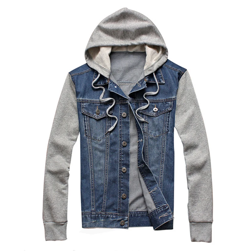 70% OFF New Denim Jacket Men Hooded Sportswear Outdoors Casual Fashion Jeans Jackets Hoodies Cowboy Mens Jacket and Coat Plus Size 5XL