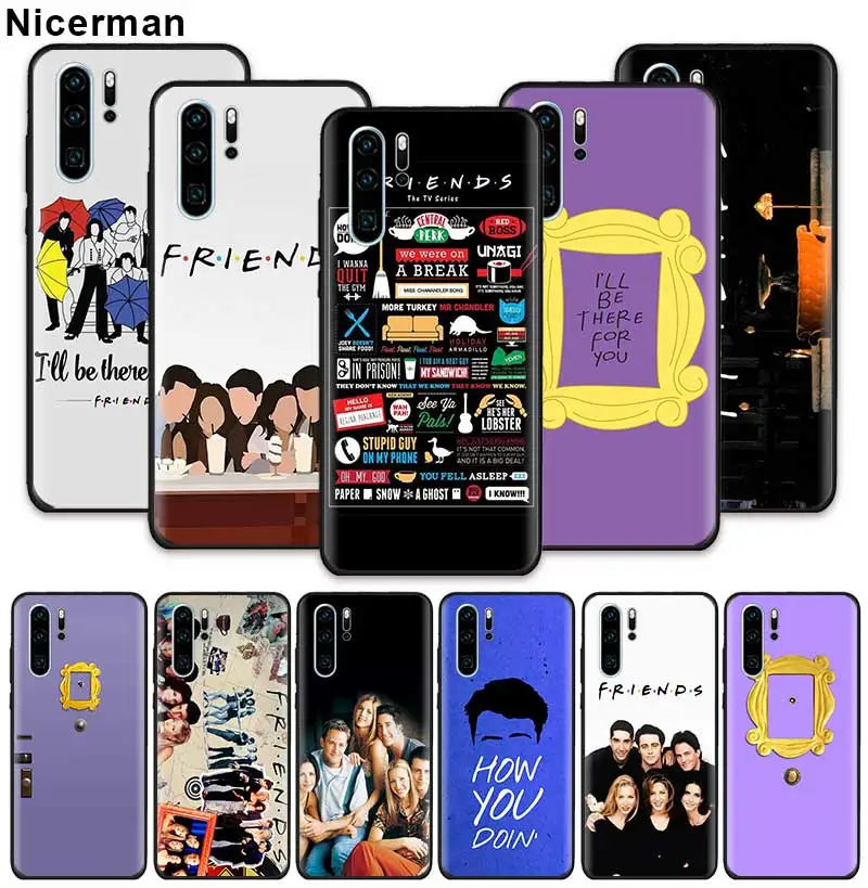 

Friends TV Door Case for Huawei P20 P30 P Smart Z Plus 2019 P10 P9 Lite Pro Black Soft Silicone Phone Shell Cover