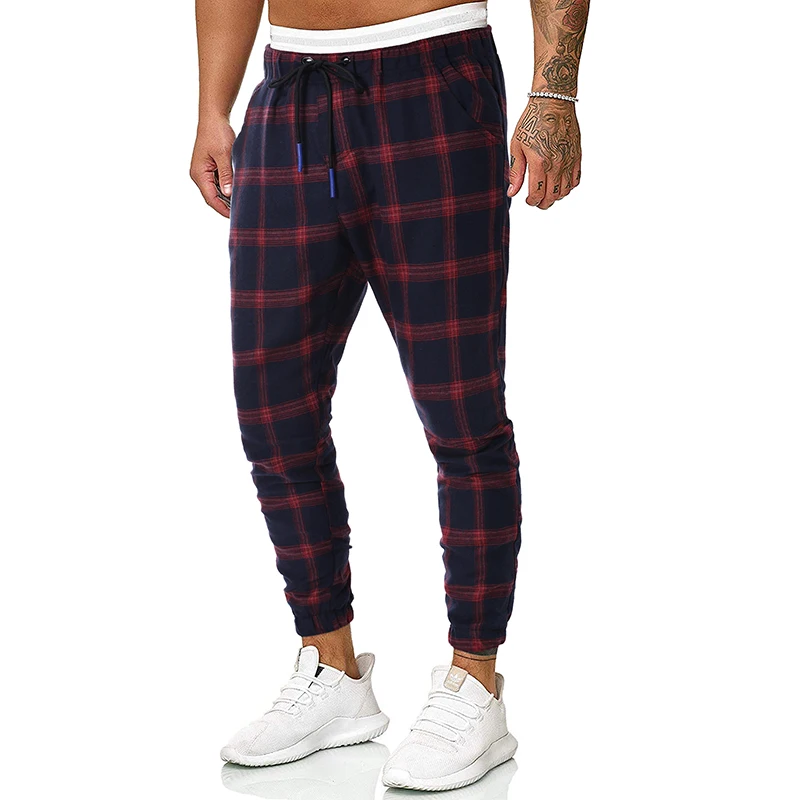 NEGIZBER New Autumn Winter Cargo Pants Men Fashion Casual Mens Jogger Pants Pure Cotton Striped Plaid Pants Men Streetwear