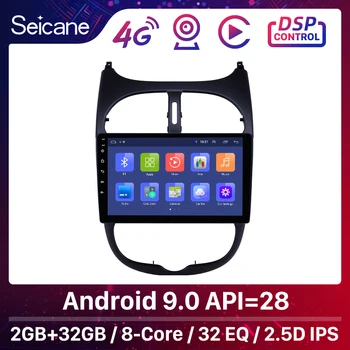 

Seicane 9'' Android 9.0 8-core IPS DSP Car Radio GPS Stereo Unit Player for Peugeot 206 2000-2016 support DVR OBDII RDS Carplay